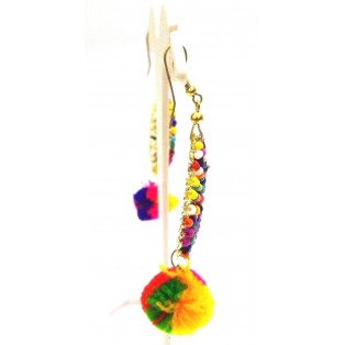 Pompom Pompon Earrings Jewelry Hook Drop Long Dangle Hoop Boho Chic Pom pom AE62